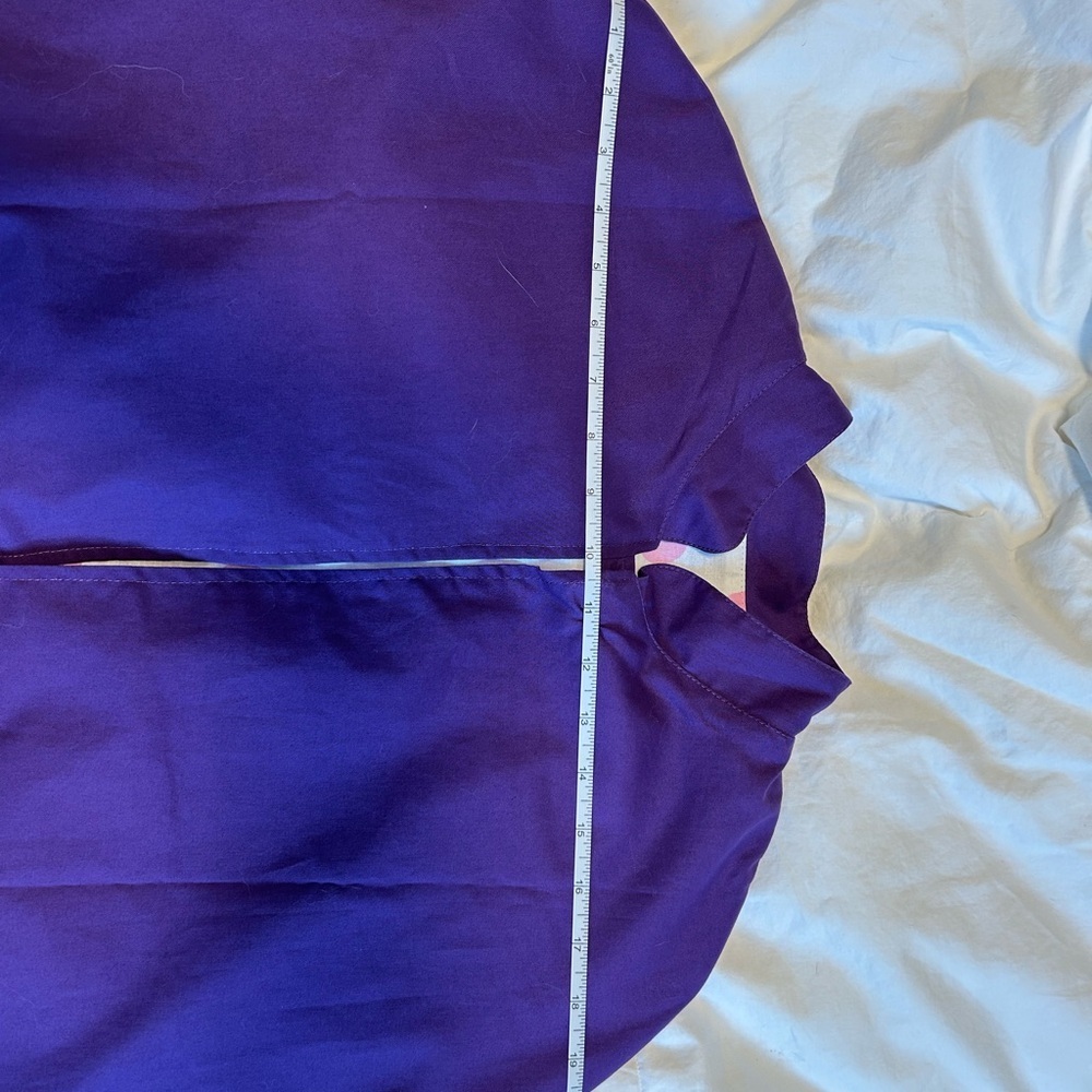 Handmade on Etsy cape purple with pink and white polka dot inside eyelet trim - Picture 4 of 6